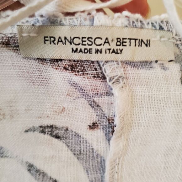 Francesca Bettini 100% Linen Open Front Tropical Cardigan Top Made in It… - Picture 6 of 8